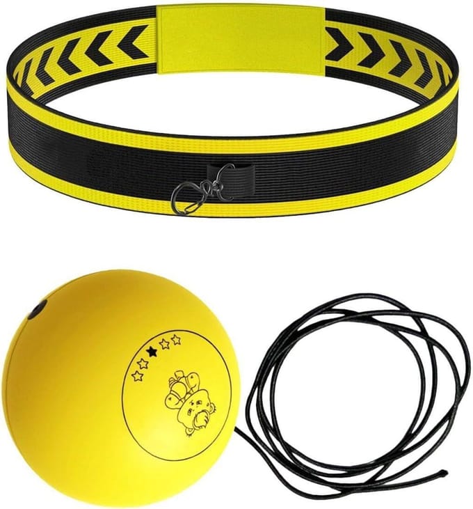 Boks Reflexbal - Coördinatie Trainer - Hand Oog Training - Verstelbare Hoofdband - 25 cm - Geel