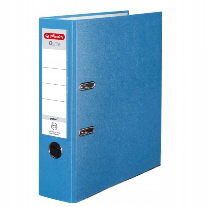 2x Herlitz Q.file Segregator A4 80mm Lichtblauw