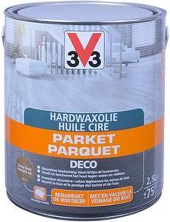 V33 Hardwaxolie Parket Extra Wit Mat 1l