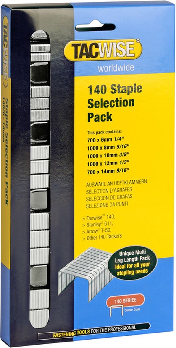 Tacwise nieten voor tacker - Type 140 - 6, 8, 10, 12 en 14 mm - Gegalvaniseerd - 4400 stuks