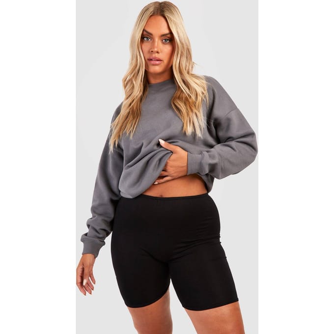 boohoo Dames Plus Basic Fietsbroekje | Zwart | Maat: 52