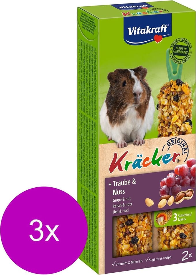 Vitakraft Cavia Kracker - Knaagdiersnack - 3 x Noten