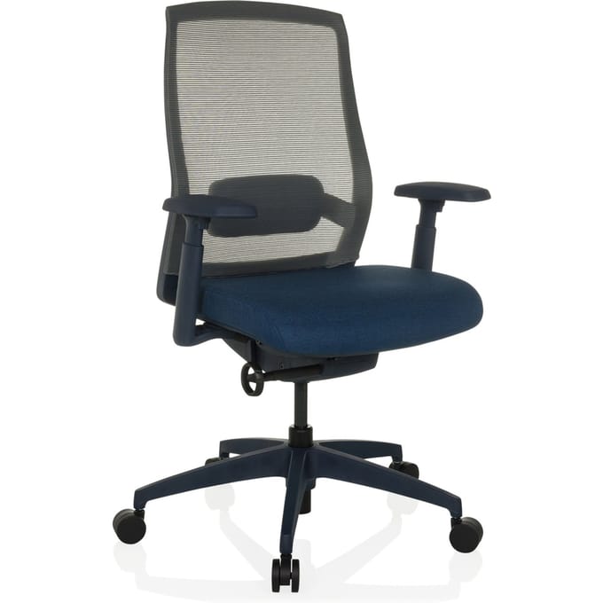 Bureaustoel / draaistoel COLORE rugleuning mesh / zitting stof blauw hjh OFFICE