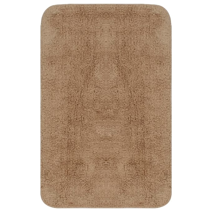 vidaXL - Badmattenset - stof - beige - 2-delig