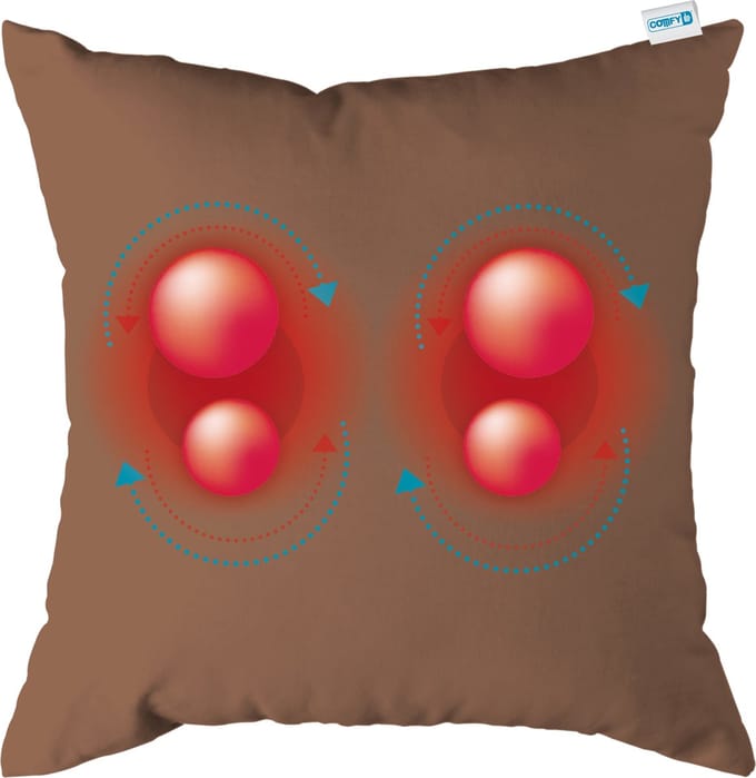 Comfy massagekussen | donkerbruin | massage apparaat met infrarood warmtefunctie | adapter voor auto