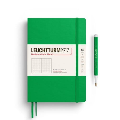 Leuchtturm1917 notitieboekje, hardcover, medium a5, dotted, lenteblad groen