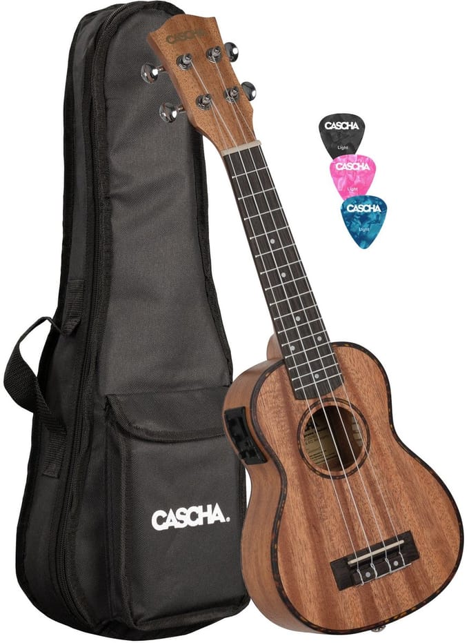 Cascha HH2026E Premium Mahogany E/A sopraan ukelele set