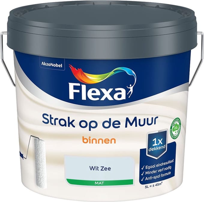 Flexa - Strak Op De Muur Binnen Mat - Wit Zee - Mengverf - 5 L