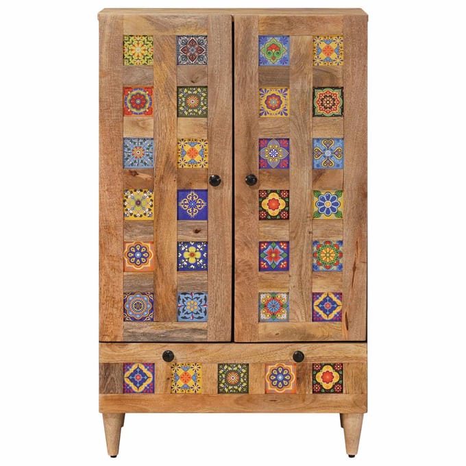 vidaXL - Highboard - Naturel - 60 - x - 33,5 - x - 100 - cm - Massief - Mango - Hout
