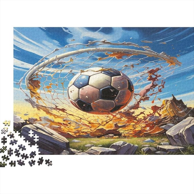 Fotopuzzel Voetbal - Eigen Afbeelding - Ontwerpen Puzzel - Gepersonaliseerd Bedrukken - 1000 Stukjes - Multicolor