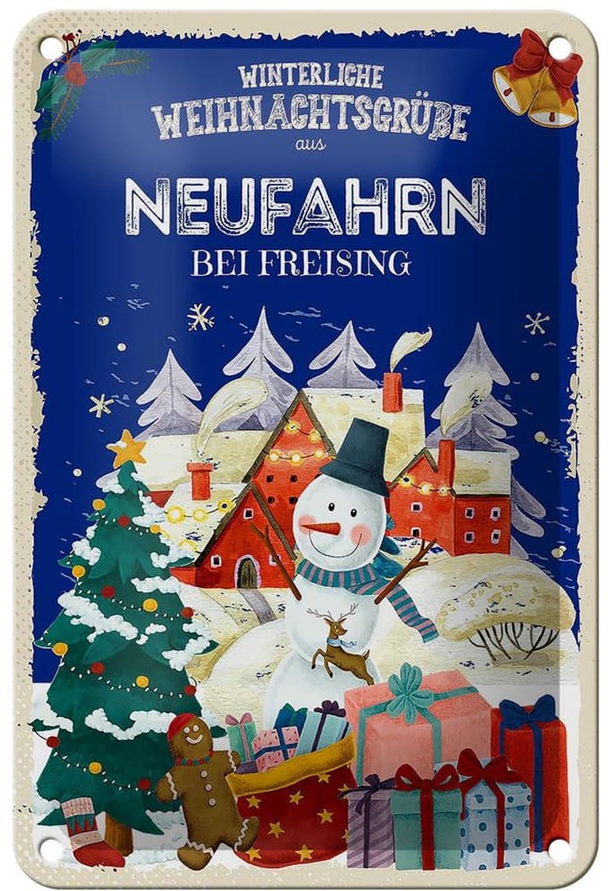 Blechschild Weihnachtsgrüße NEUFAHRN BEI FREISING Dekoration 12x18cm