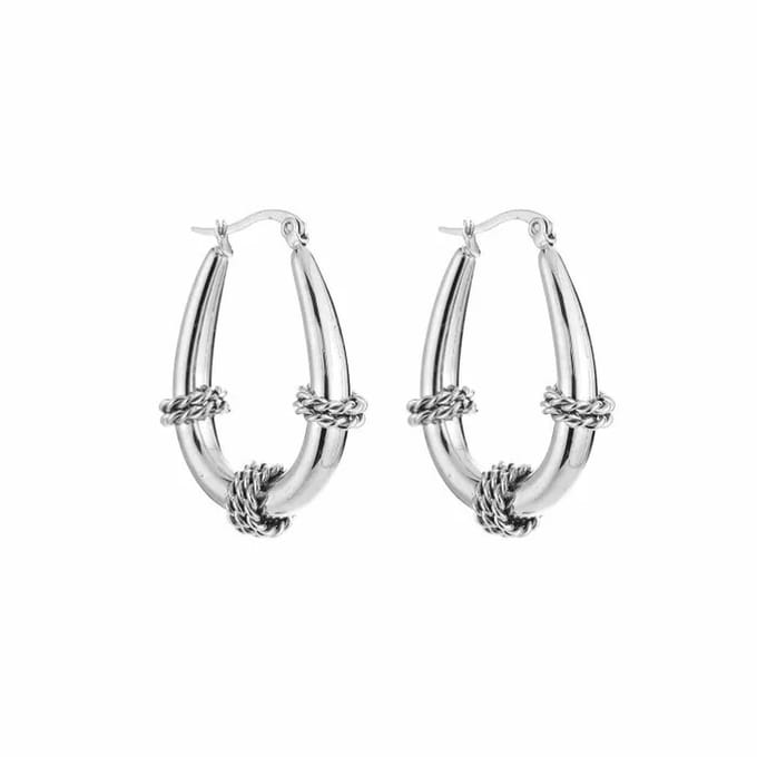 Bijoutheek Oorringen Oval Rope Silver