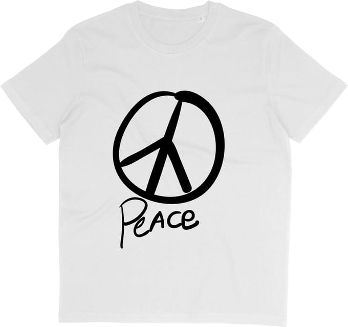 T Shirt Vrede - Peace Symbool - Wit - Maat M