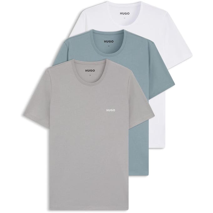 Hugo Effen pyjamashirt voor heren (set van 3) (Wit/blauw/grijs)