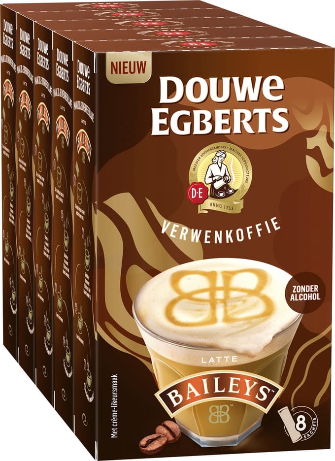 Douwe Egberts Latte Baileys Oploskoffie - 5 x 8 zakjes
