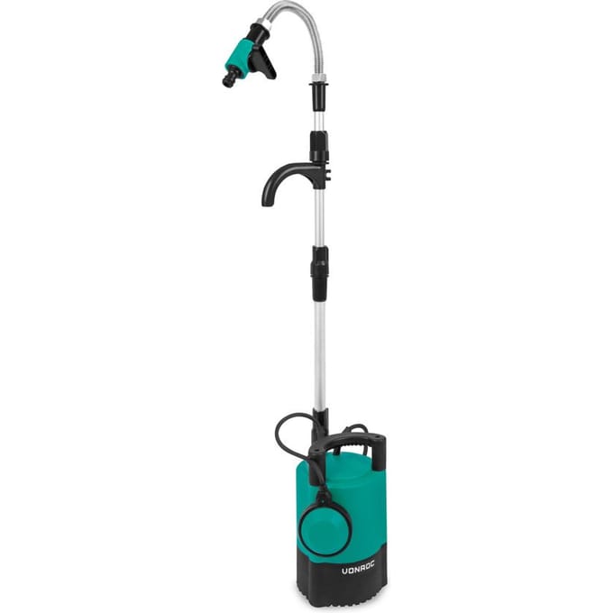 VONROC Regentonpomp 400W - 5200 lt/u – met droogloopbeveiliging – verstelbare vlotter - universele tuinslangkoppeling – 10 meter snoer