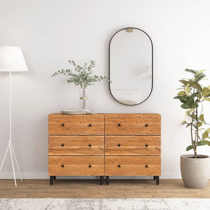 vidaXL - Bijzetkasten - 2 - st - 60x33x75 - cm - massief - acaciahout
