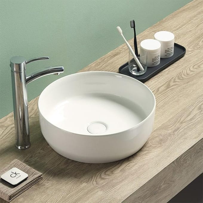 Waskom Rond Victoria Color Line Glans wit incl. waste op kleur