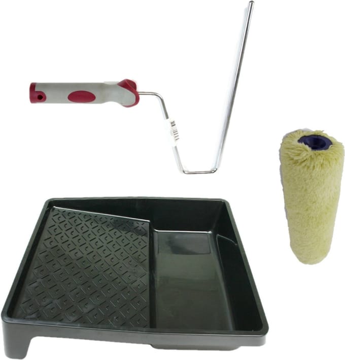 Verfroller anti spat lakroller profi schilderset met softgrip beugel en verfbak 25 cm