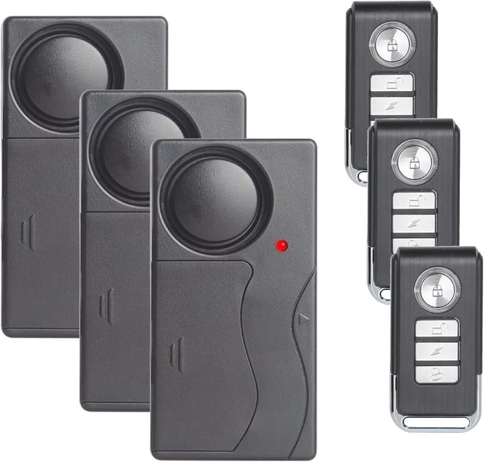 3 Pack Anti-Diefstal Trillingsalarm met Verstelbare Bewegingssensor en Afstandsbediening