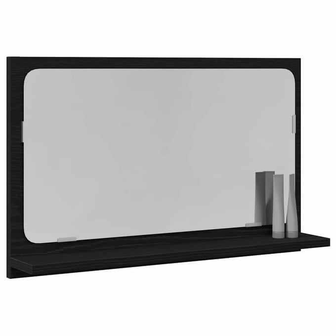vidaXL - Spiegelplank - Zwart - Eiken - 60 - x - 10,5 - x - 37 - cm - Bewerkt - hout