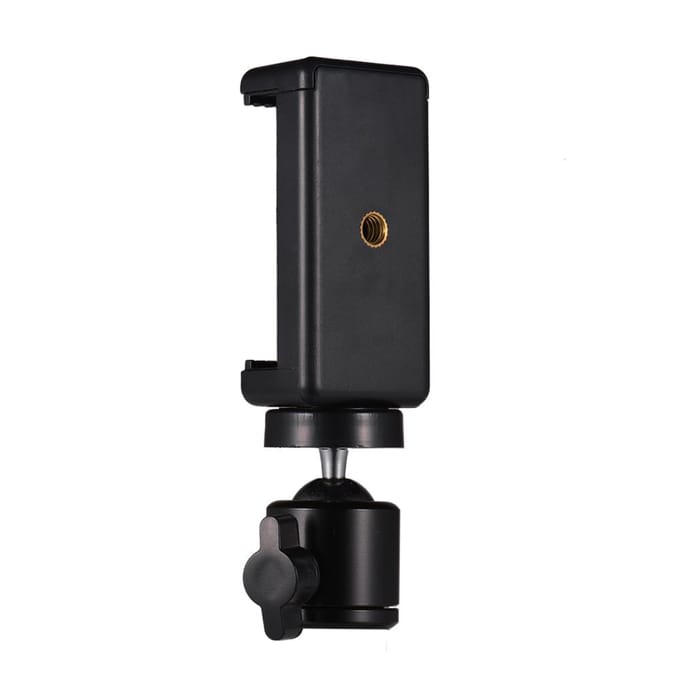 Verstelbare Telefoonhouder Smartphone Clip + Flexibele Kogelkop Adapter Mount met 1/4 Inch Schroef black