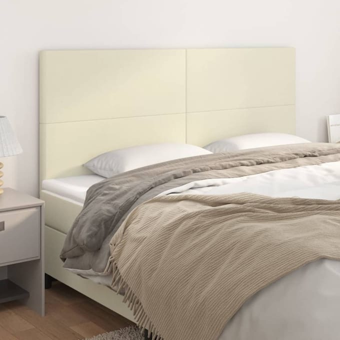vidaXL - Hoofdbord - crème - 200x5x118/128 - cm - kunstleer