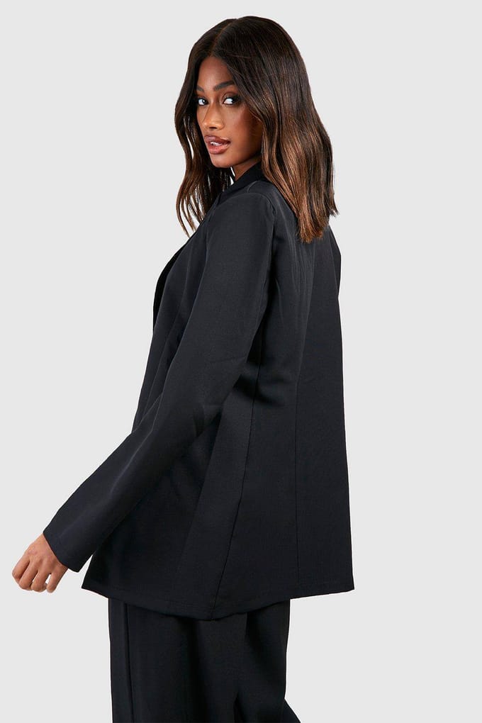boohoo Dames Basic Double Breasted Oversized Blazer | Black | Maat: 6