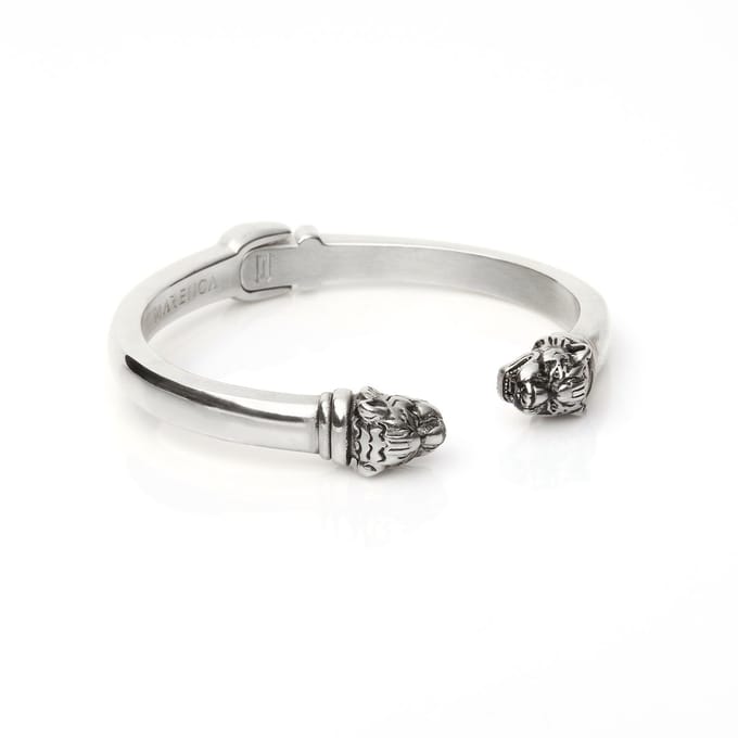 Marenca Zilveren Heren Cuff Armband met Tijgerkoppen (M)