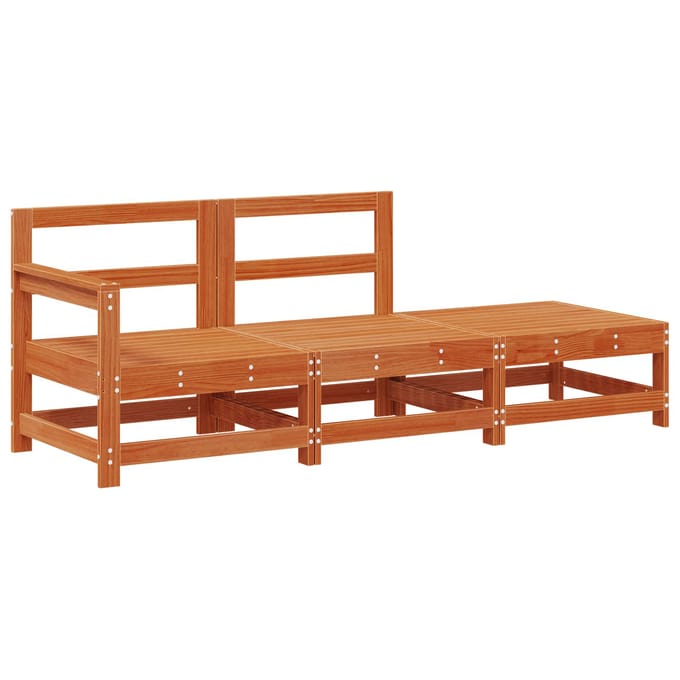 vidaXL - Sectie - Sofa - Eenheden - 3-zits - Massief - grenenhout - Wax - Bruin - Dennen