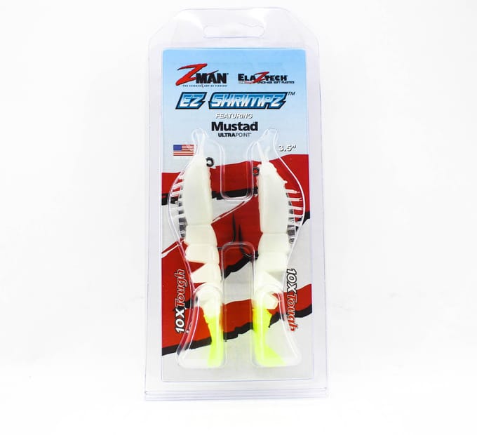 Zman Soft Lure Shrimpz opgetuigd 3,5 inch 2/Pack Glow Chart Tail (1447)