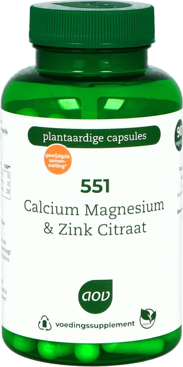 AOV 551 Calcium magnesium & zink citraat 90 Vegetarische capsules