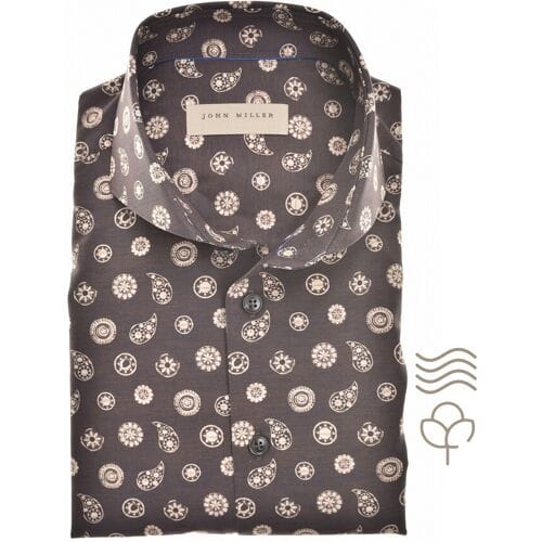 John Miller Overhemd Fantasy Pattern Cotton Easy-Care Donker Bruin / male