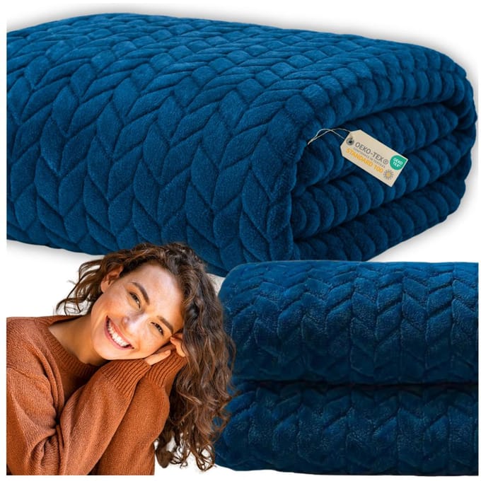 More&Deco - Tłoczone Deken - 200x220 cm - Granat - Polyester