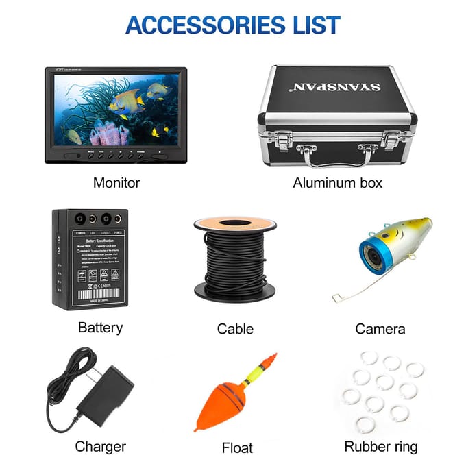 9 Inch 1200TVL Onderwatervissen Camera Fishfinder 12 Infrarood LED-lampen 15M/30M/50M voor Ijs Zee 50m gray