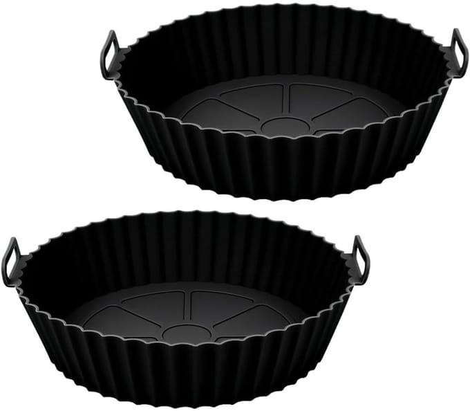 CLVP® Airfryer Accessoires - Siliconen Bakje - Bakpapier - Zwart