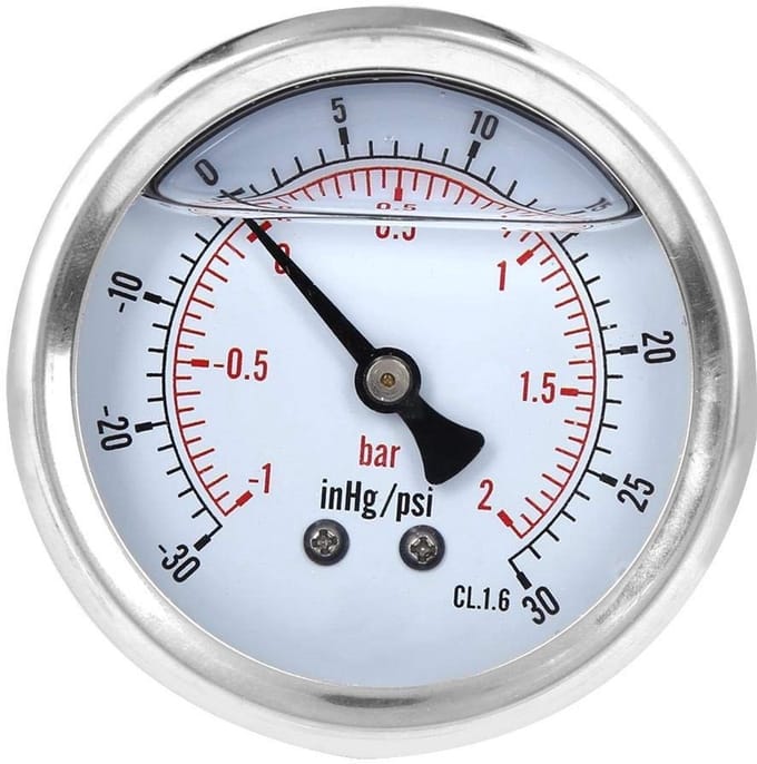 Dailygoods- Vacuümmanometer 1/4 BSP - Drukmeter - Olievulde Manometer - Messing Aansluiting - Axiale/Radiale Manometer - Industrieel Gebruik