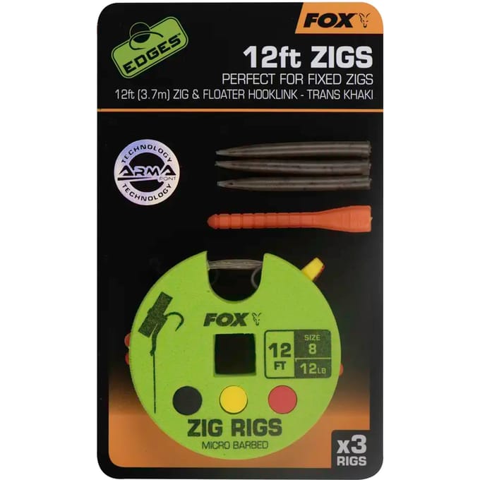Footer Fox Edges Zig Rig 12lb 12ft (x3)
