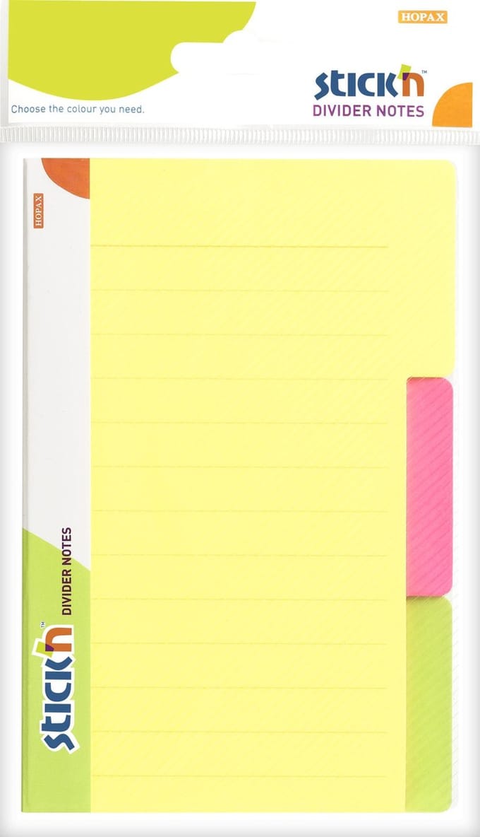 Stick'n Tabblad - Sticky Notes - Gelinieerd - 3 Neon Kleuren - 60 Bladwijzers - Index Tabs