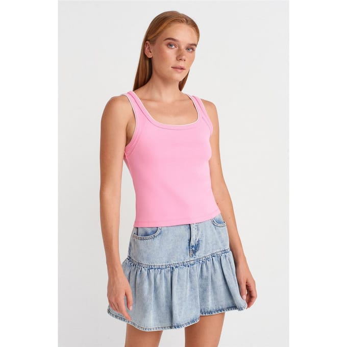 Dames Geribbelde Katoenen Cami Blouse