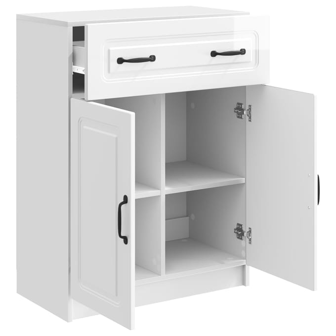 vidaXL - Dressoir - met - lade - Hoogglans - Wit - 66 - x - 34,5 - x - 87 - cm - Bewerkt - hout