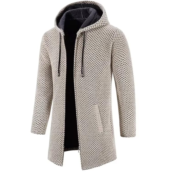 Extra lang Vest met Capuchon - Rits - Trui - Beige - Mannen - Mode