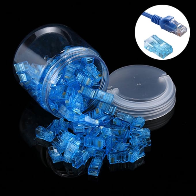 100 stuks Anpwoo Amp01 RJ45-connector modulaire stekker (blauw)
