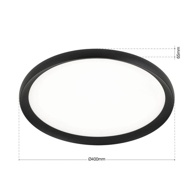 ORION LED plafondlamp Kant, Ø 40 cm zwart, CCT metaal/kunststof