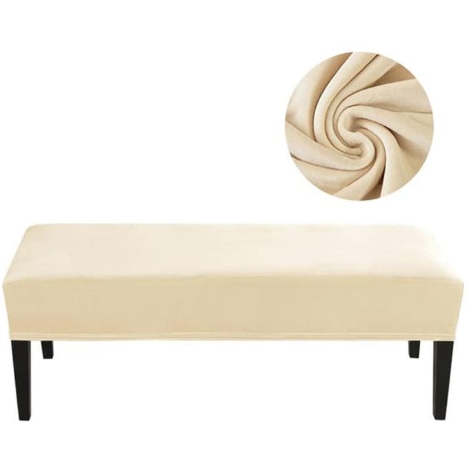 Fluwelen Eetkamerstoelhoes ,Rechthoekig ,Dik ,Antislip ,Afneembaar En Wasbaar 112-150cm white
