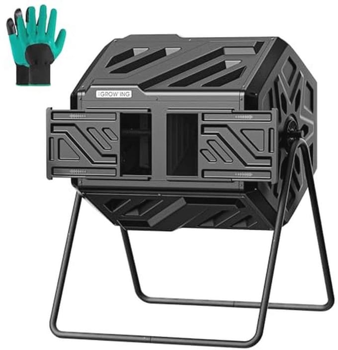 Compostbak Buiten - 43 Gallon Roterende Compoter Met Dubbele Kamer