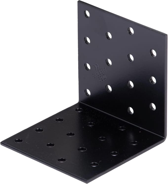 Hoekverbinder - Bevestigingshoek - Constructie Versterken - Geperforeerd Ontwerp - 80x80 mm - Zwart
