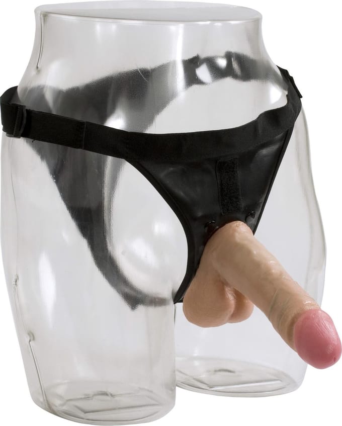 7 Inch Realistic Cock - With Ultra Harness - Flesh