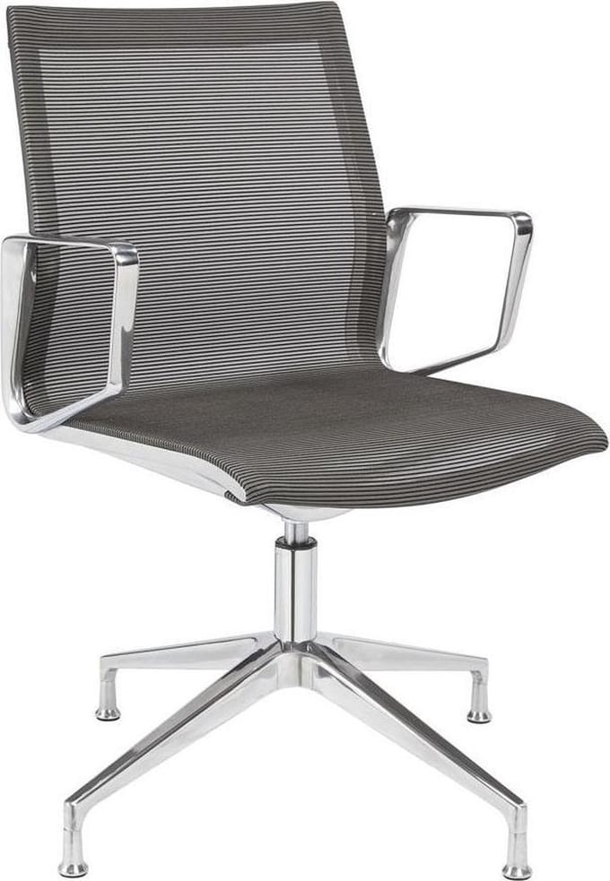 Design vergaderstoel 1370 in mesh zwart stof met alu frame