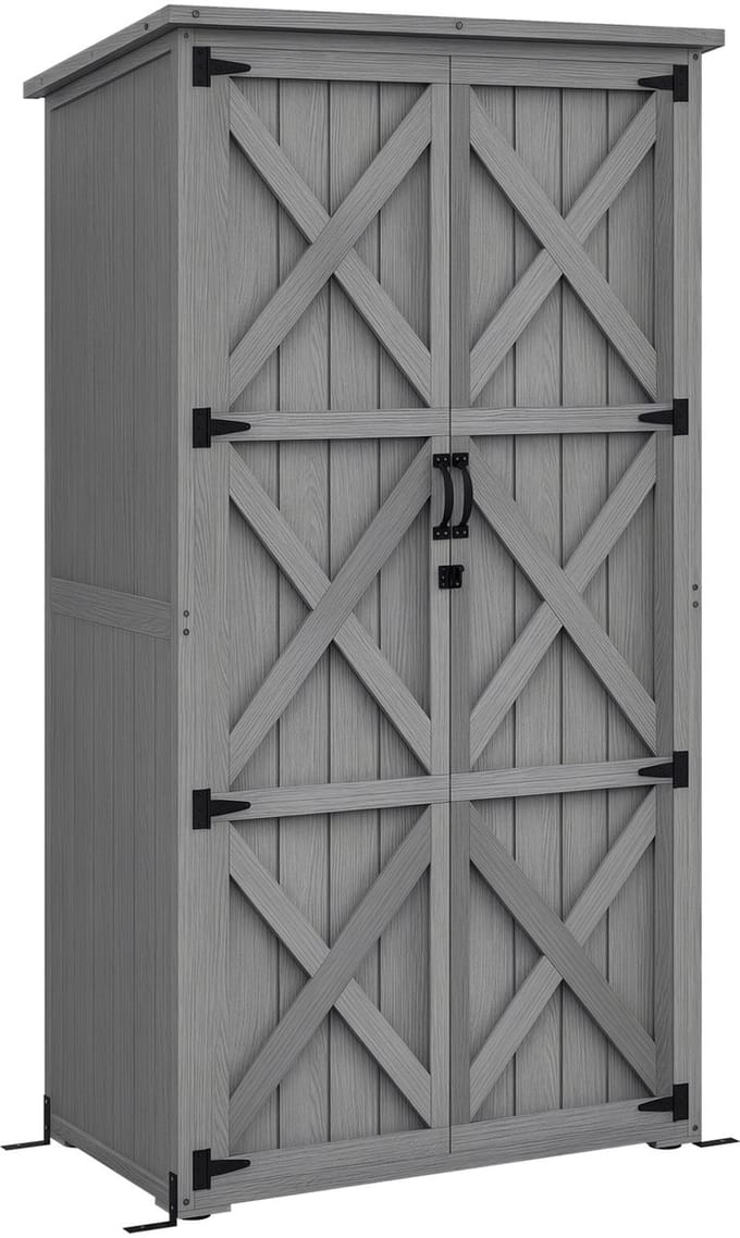 Outsunny tuinschuur - vurenhout - 90x54,5x168,5 cm - grijs